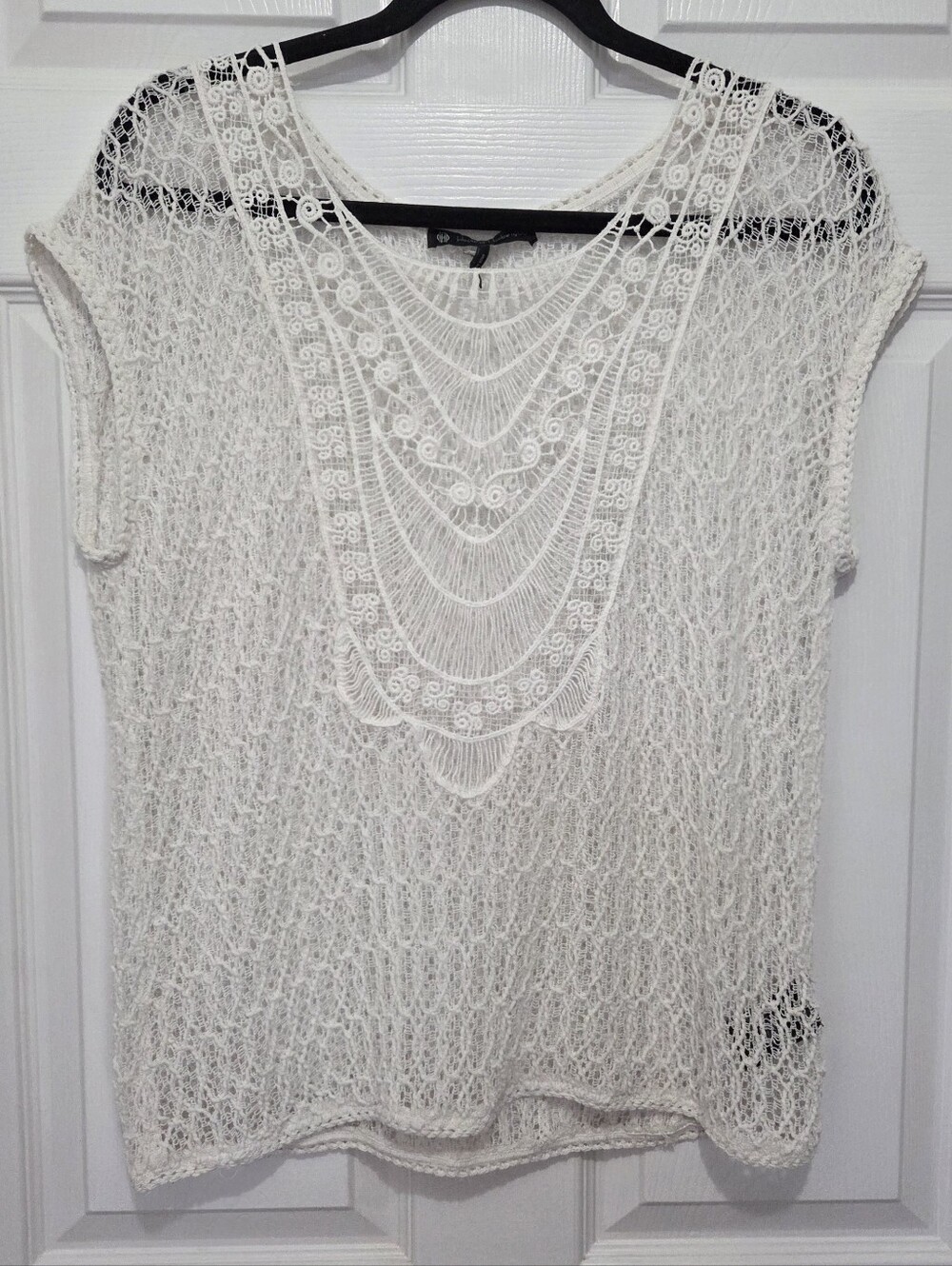 House of Harlow 1960 White Lace Crochet Cap Sleeve Top Size Small Boho Chic